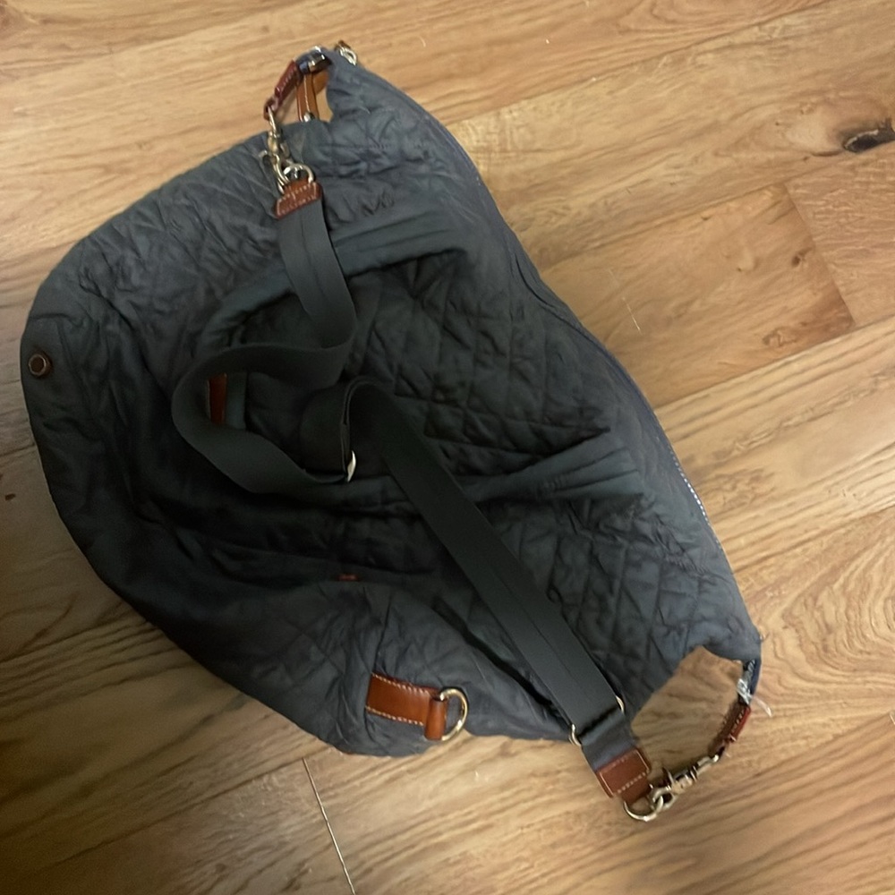 MZ Wallace Quilted Crossbody Satchel in Charcoal with Gold Hardware - Picture 5 of 9